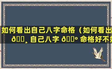 如何看出自己八字命格（如何看出 🕸 自己八字 🐺 命格好不好）